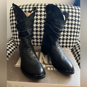 Dingo Men's Amsterdam Black Slouch Leather Boots DI15240-BK-Size9.5 EW